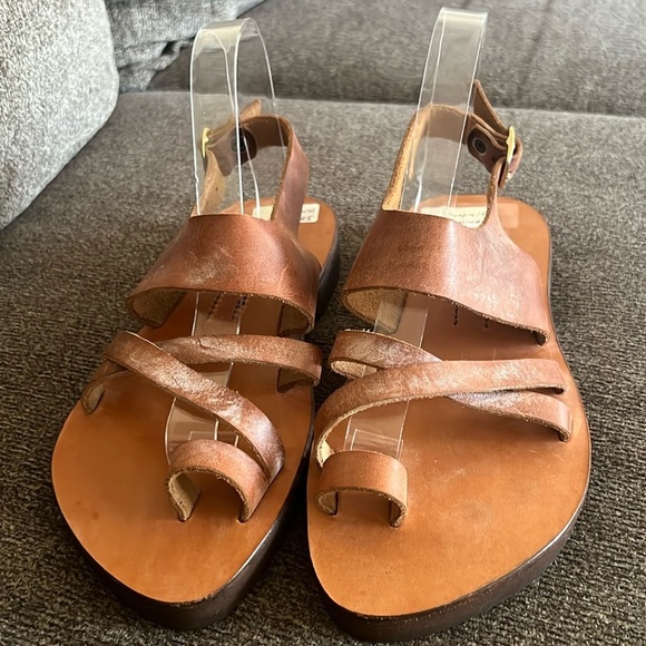 Zora by St Thomas Hand Made Brown Leather Sandals Size 8 - Picture 2 of 16